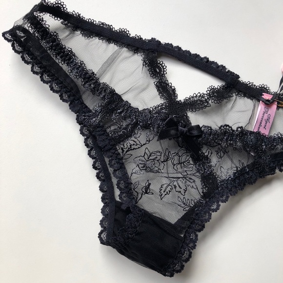 Agent Provocateur black floral lace Rosa brief underwear ouvert cut out - Picture 9 of 13
